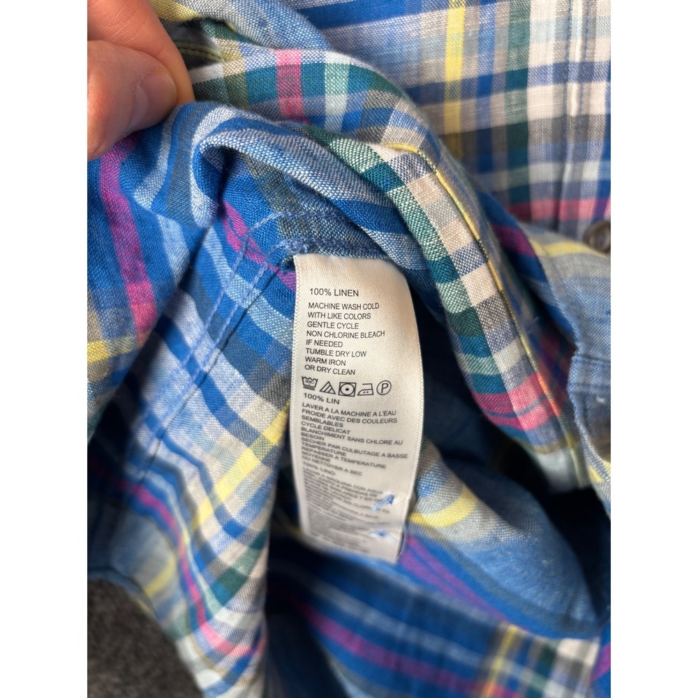 Tommy Bahama Shirt Mens XL Blue Multi‎ Color Linen Long Sleeve Plaid Button Down - Picture 5 of 7